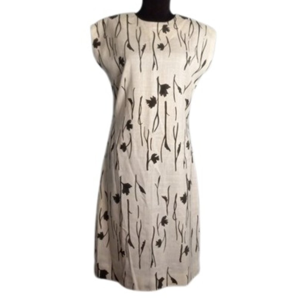The Vested Gentress 8 Dress Brown White Floral Vintage 70's 80's